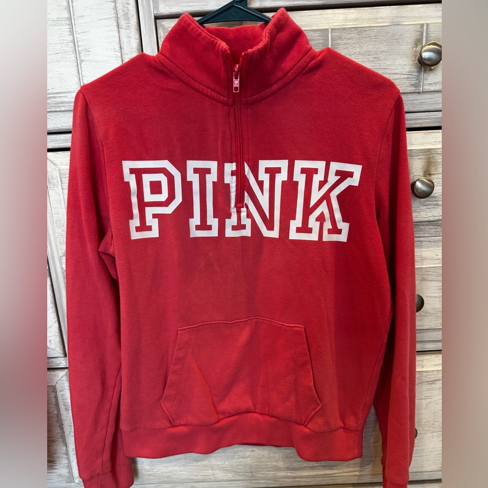 PINK Victoria's Secret Red Half-Zip Sweatshirt